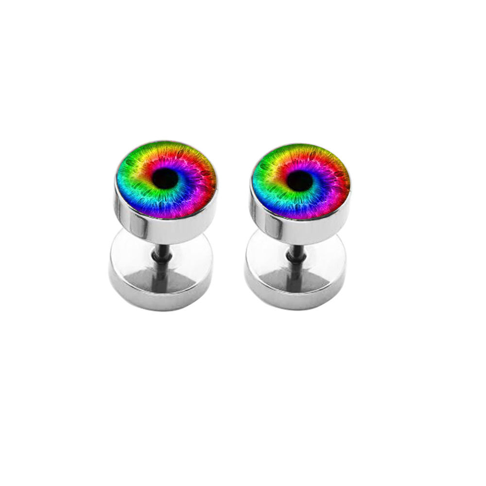Korean Fashion Titanium Steel Pure Round Barbell Dumbbell Earrings Love Flower Design for Men and Women detail image 9