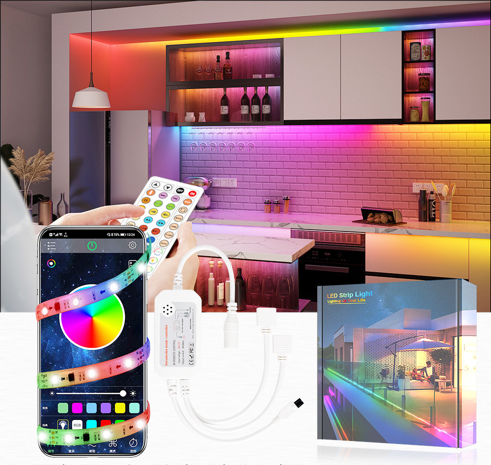 蓝牙幻彩灯带LED幻彩5050灯带套装音乐防水跑马灯带流光炫彩灯条