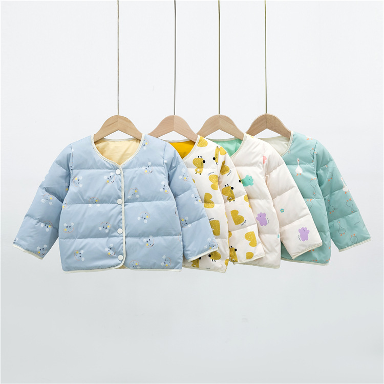 new pattern children Down Jackets Internal bile Autumn and winter Domestic and foreign Duck men and women printing Korean Edition baby keep warm coat