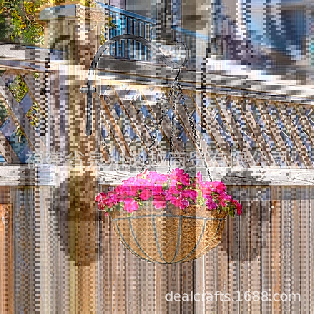 户外防锈铸铁锻铁悬挂式植物支架黑色植物挂钩