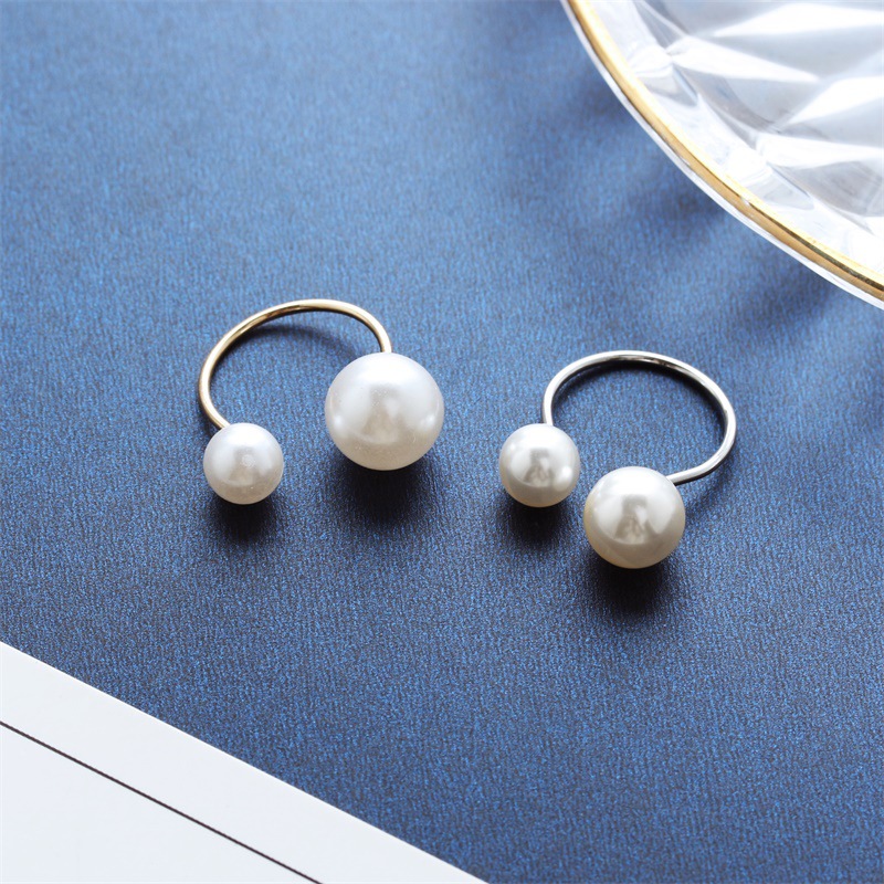 Korea Handmade Elegant Lady Style U-shaped Pearl Opening Adjustable Ring Wholesale Yiwu Suppliers China display picture 2
