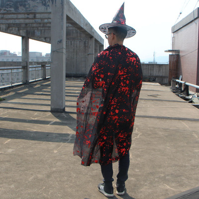 萬聖節服裝cosplay成人女巫披風彩金鬥篷演出服化妝舞會女巫衣服