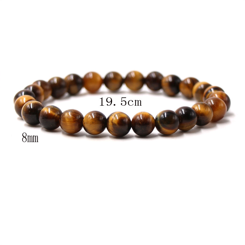Black Leather Bracelet With Magnetic Clasp And Tiger Eye Beads_voghion.com