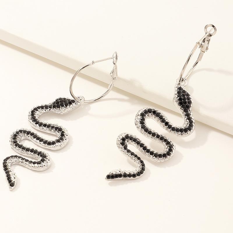 Fashion Jewelry Exaggerated Fashion Metal Diamond Snake Element Earrings Personality Wild Metal Earrings Wholesale Nihaojewelry display picture 9