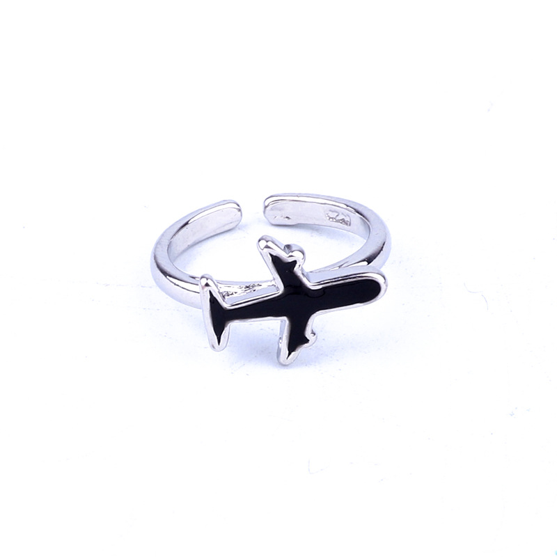 Korean Black Small Plane Opening Ring display picture 3