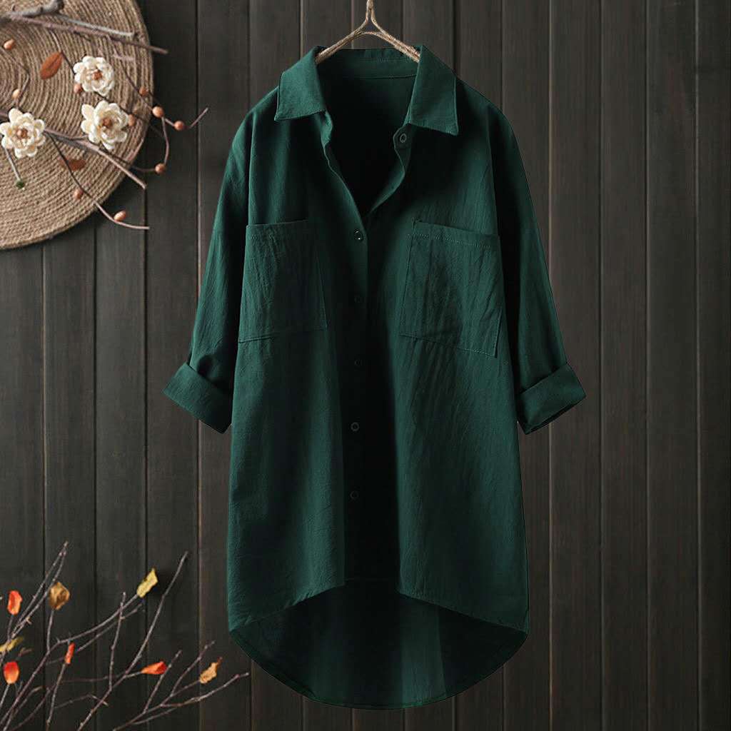 Autumn Women's Clothing New Korean Style Pure Color Cotton and Linen Shirts Loose Autum Tops Shirts Women's Shirts