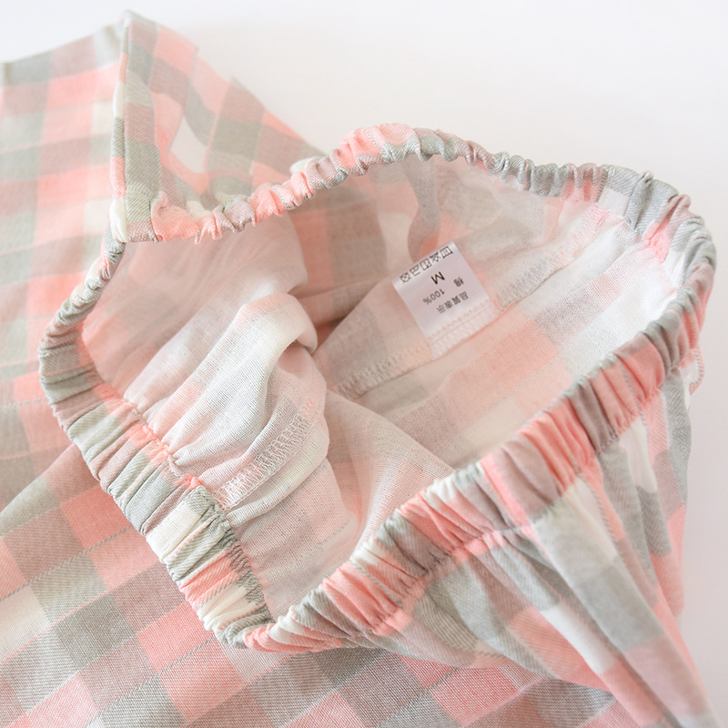 新款纱布情侣格子睡衣