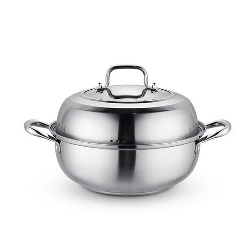 Thickened 304 stainless steel multi-purpose hot pot steam pot double-layer soup pot combination cover induction cooker pot soup steamer