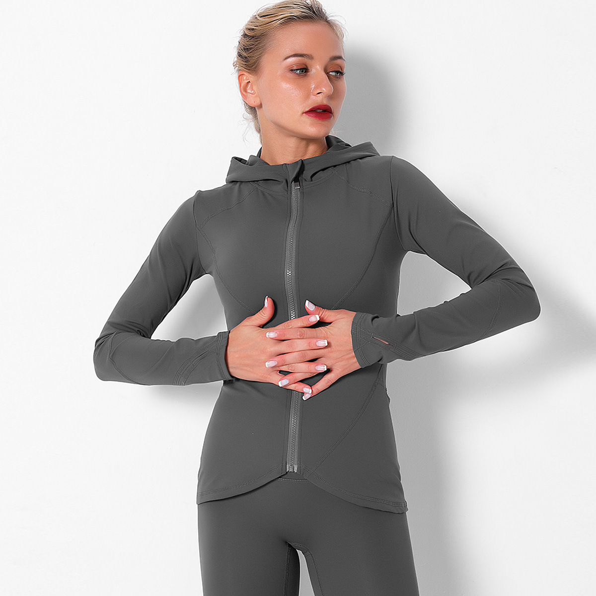 fall/winter zipper quick-drying fitness long sleeves yoga top  NSNS10663