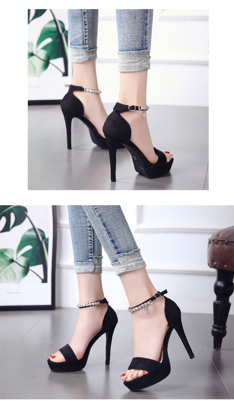 Summer New Open Toe Sandals Rhinestone Waterproof Platform Stiletto Shoes High Heels display picture 7