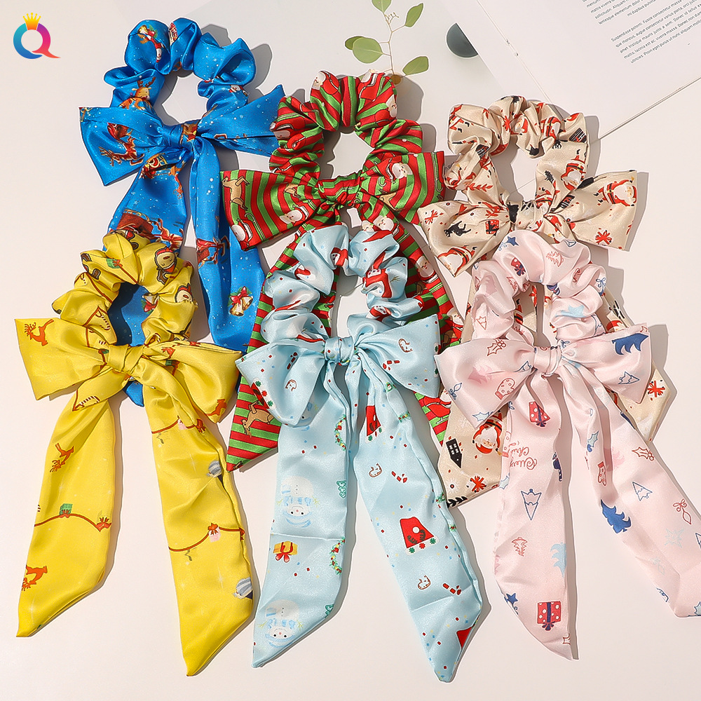 Bow Ribbon Sweet Christmas Simple Ponytail Large Intestine Hair Scrunchies display picture 22