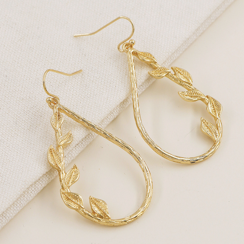 Popular Metal Texture  Alloy Leaves Hot Selling Earrings display picture 2