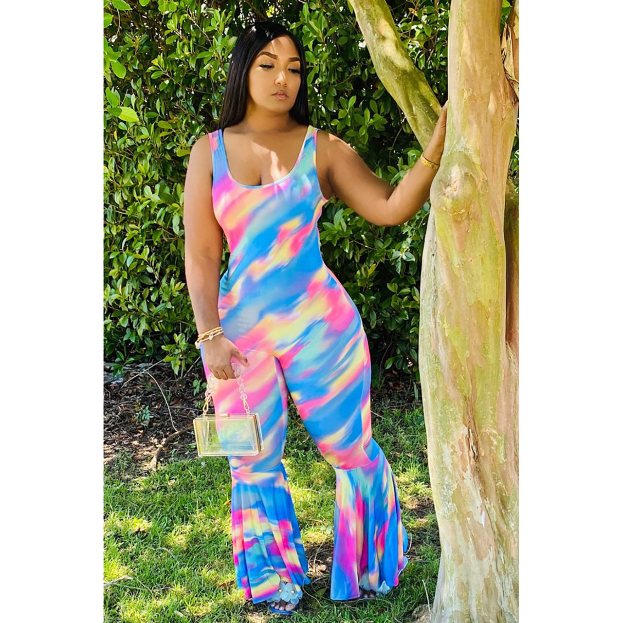 Ropa de mujer Mono con chaleco degradado y cuerno para mujer