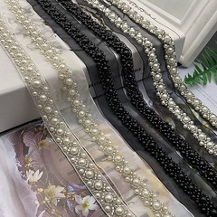 Wholesale New Hand-embroidered Bead Edge Hand-stitched Bead Barcode Pearl Bead Edge DIY Accessories