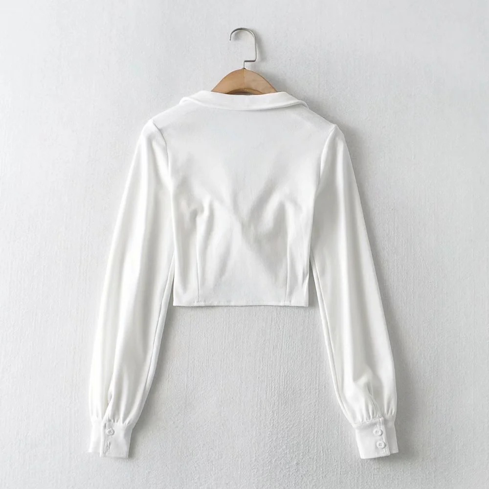 cross-knot lapel long-sleeved T-shirt NSHS31716