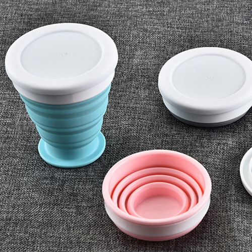 创意户外运动水杯可折叠旅行便携式硅胶水壶多功能折叠瓶水杯批发