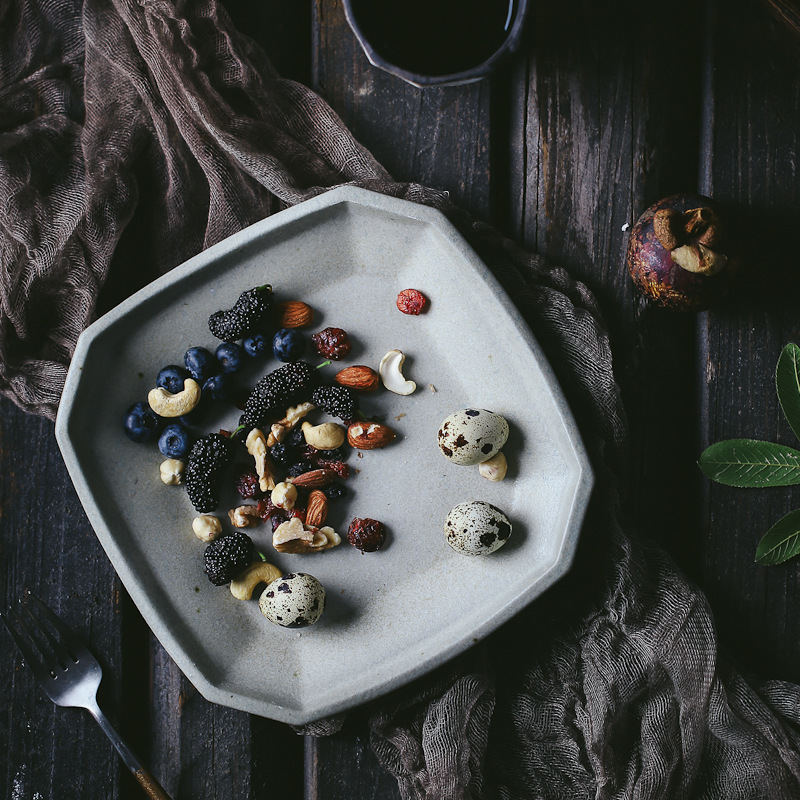 Internet celebrity photography plate Japanese retro stoneware dish nostalgic simple gray sushi salad plate soup plate Internet celebrity photography plate Japanese retro stoneware dish nostalgic simple gray sushi salad plate soup plate