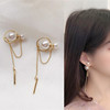 Fashionable chain with tassels from pearl, brand earrings, European style, internet celebrity