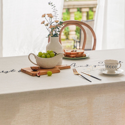Tablecloth hollow simple embroidered letters fabric tassel long stripes home dining table mat decorative coffee table tablecloth