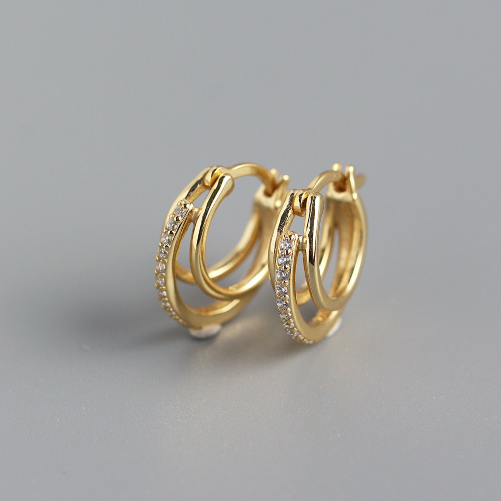 5g Weight 0.03µm Gold Plating Thickness Electroplating Gold Plating Process 1 Pair 925 Sterling Silver Round Zircon Electroplating 18K Real Gold Plated Platinum Plated Earrings