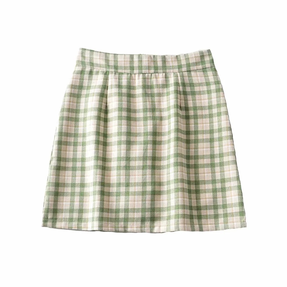 high waist sexy side Plaid skirt  NSAC38923