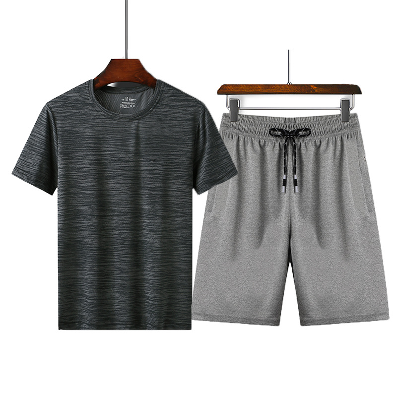 2019 hombre traje casual de verano gran camiseta de mangas cortas coreana delgada pantalones cortos de entrenamiento de secado rápido moda