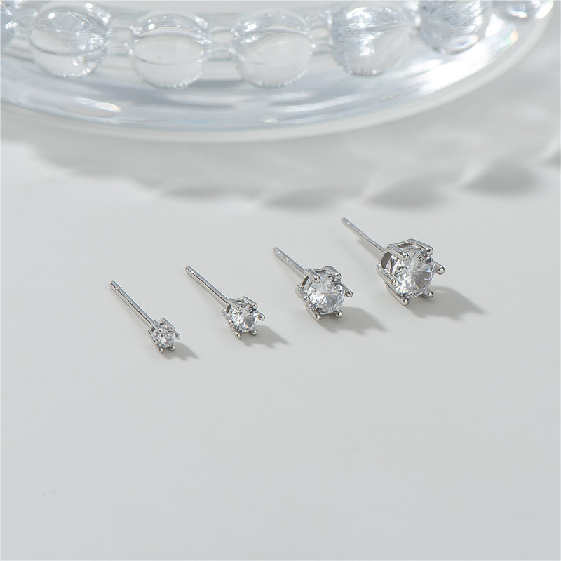 Jewelry live source S925 sterling silver six-claw single diamond zircular ear nail men and women simple basic ear bone nails
