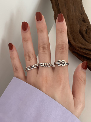 Heavy industry combination index finger ring women's S925 silver fashion personality retro ins cold style internet celebrity ring niche