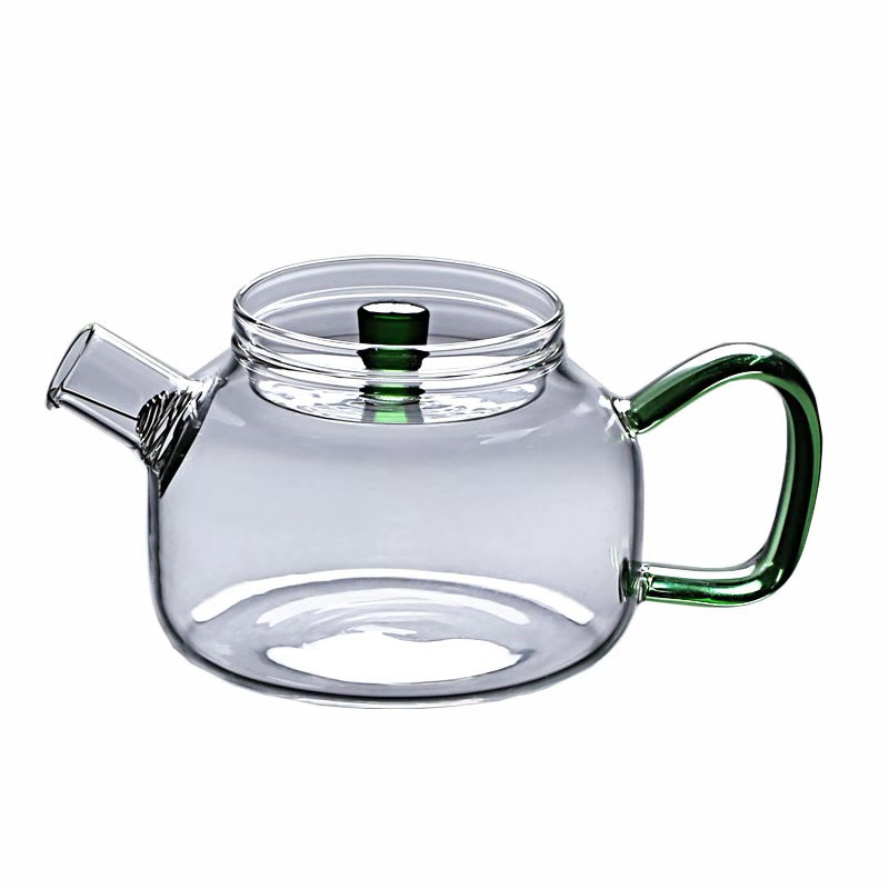 加厚玻璃彩把小茶壶带过滤耐热 泡茶壶玻璃茶具侧把煮茶壶