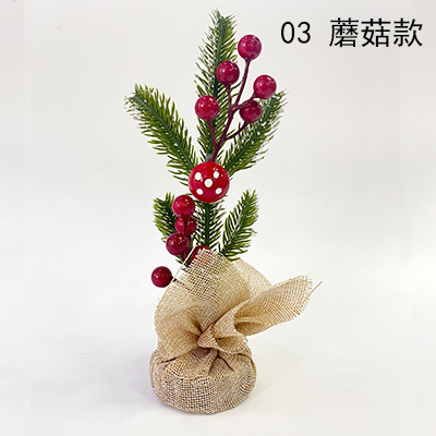 Mini Escritorio de Navidad árbol de flores de regalo caja de regalo de decoración pequeño objeto Campana de cono de pino seta decoración de hojas de pino
