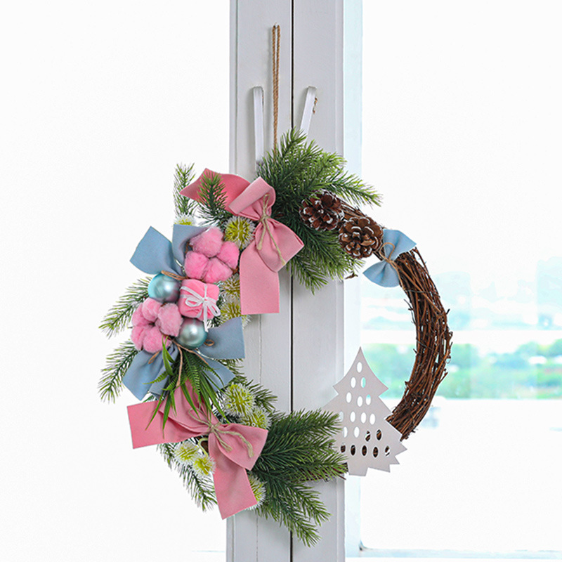 Navidad decorativo Garland ratán cifrado paquete vacaciones diseño ventana puerta ratán Garland decoraciones de Navidad