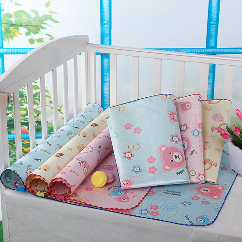 Summer baby ice silk waterproof breathable washable cool pad double-sided leak-proof mattress pad for newborns