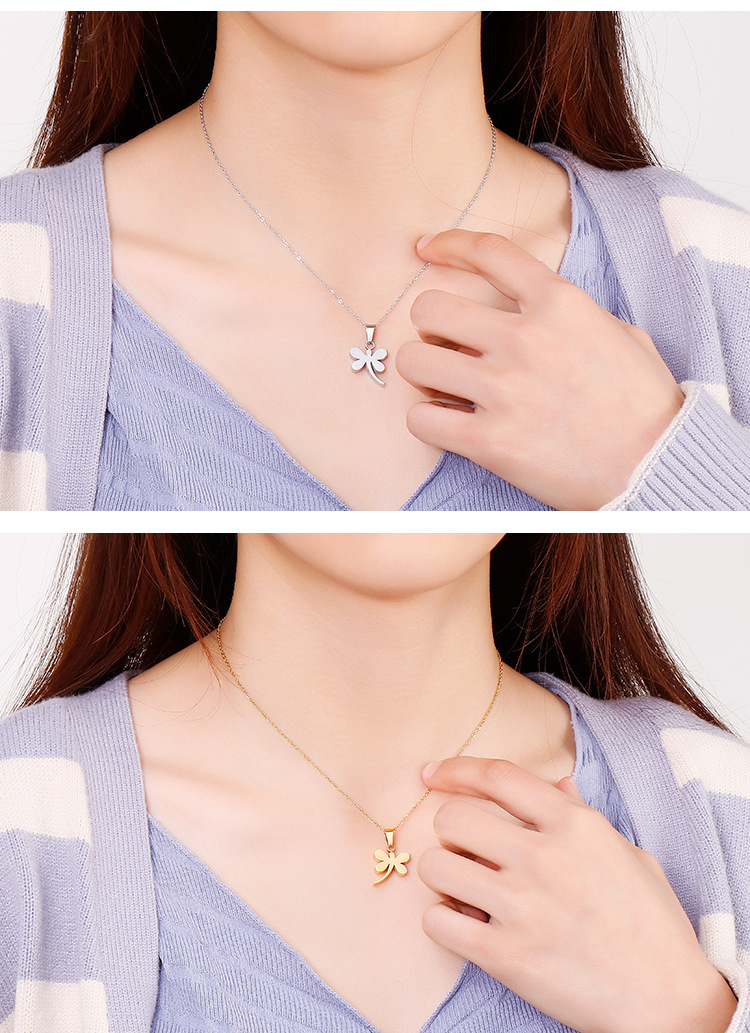 Gold, Silver Color Korean Version Of Simple Jewelry Wholesale Cute Dragonfly Pendant Necklace