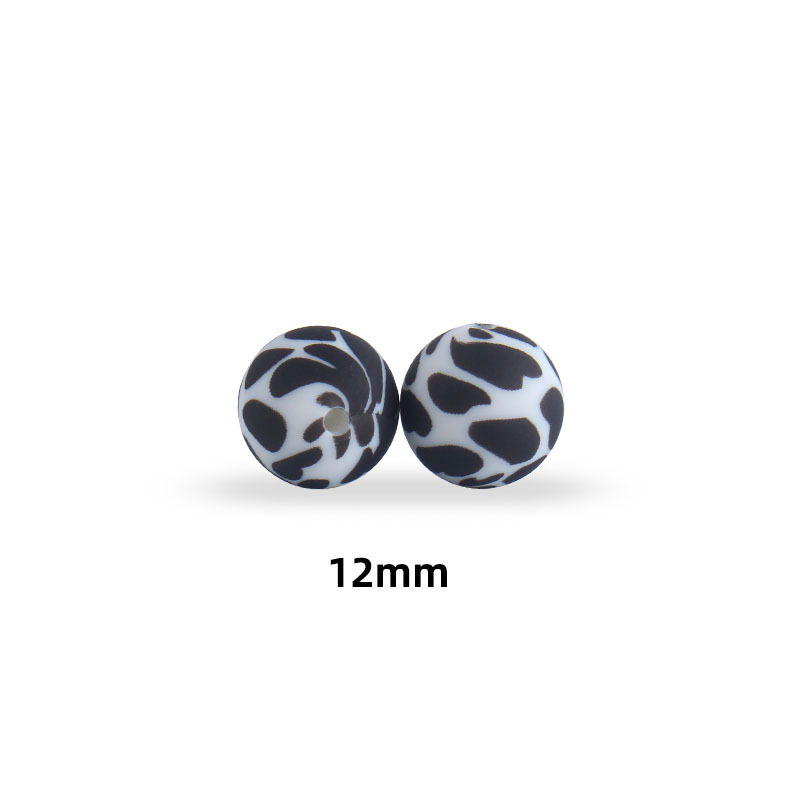 12mm y 15mm leopardo granos de silicona grado alimenticio DIY joyería collar cadena chupete mordedor pulsera Accesorios