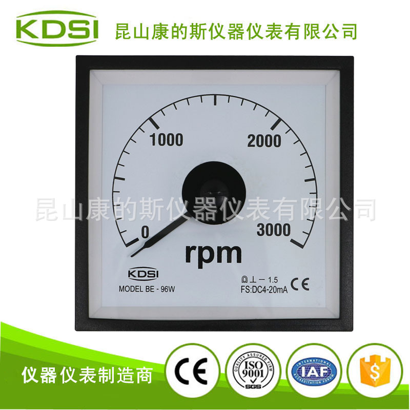 KDSI广角度电流仪表BE-96W DC4-20mA 3000rpm 指针式转速表
