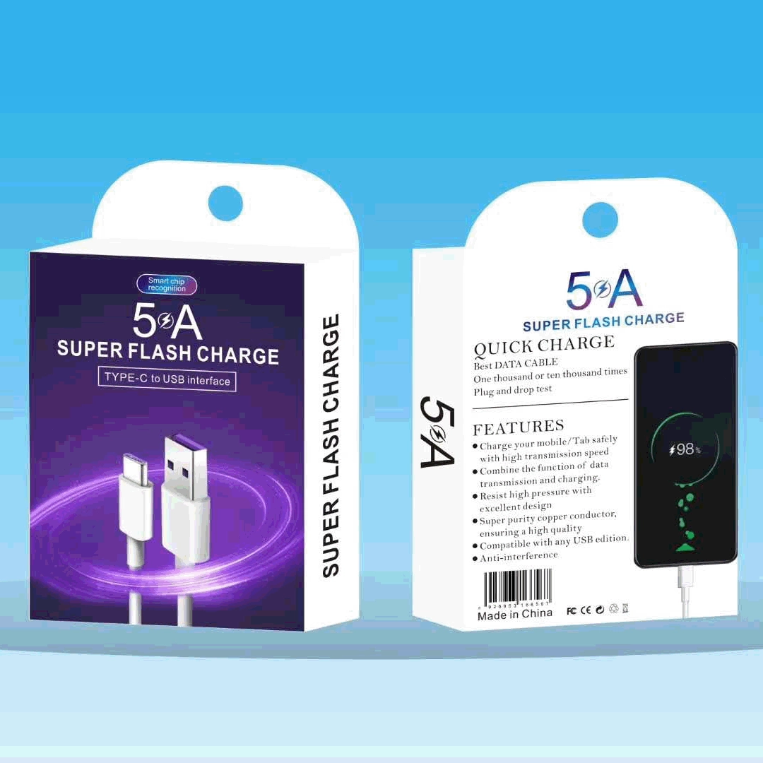 New 5A Super fast charging applicable to Huawei P20 P40 V30Pro mobile phone universal charging data cable 40w