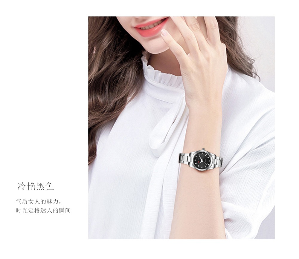 轻奢高级简约精巧水钻镶嵌创意款休闲女表小众男女石英手表潮