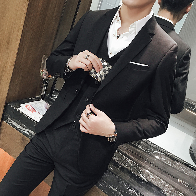 Profesional más traje de tamaño traje de tres piezas traje de los Hombres estilo coreano traje formal color sólido novio mejor hombre vestido de novia