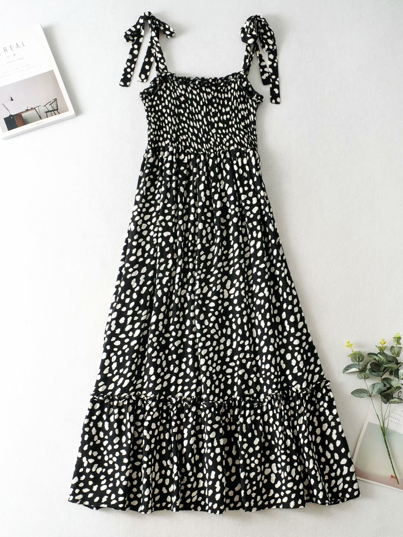  one-line neck floral drop rayon dress  NSAM4236