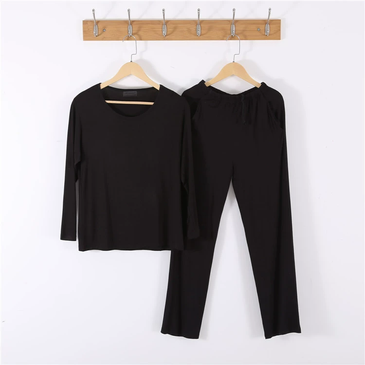 Men’s long‑sleeve pajama set, long trousers and top, plus sizes L–8XL, modal blend