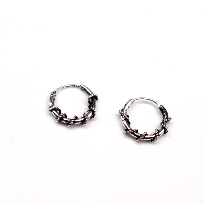 Punk Retro Tribal  Ancient Silver Round Earrings display picture 9