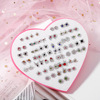 Earrings heart-shaped with letters, plastic cartoon set, 36 pair, European style