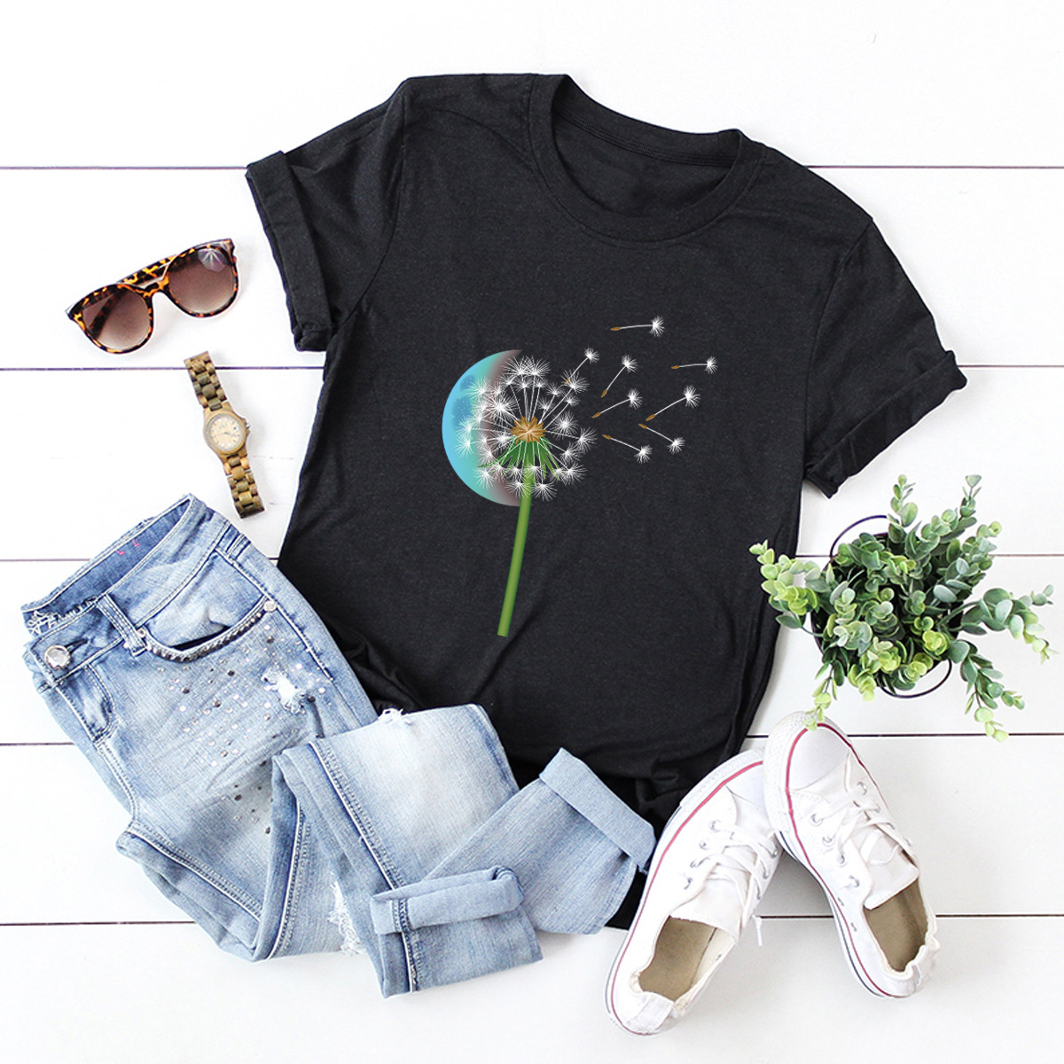 dandelion short-sleeved cotton t-shirt  NSSN15108