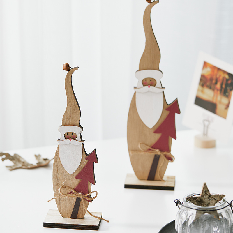 Santa Claus madera espesa decoración de escritorio Navidad hotel centro comercial ventanas de recepción decoración atmósfera de vacaciones