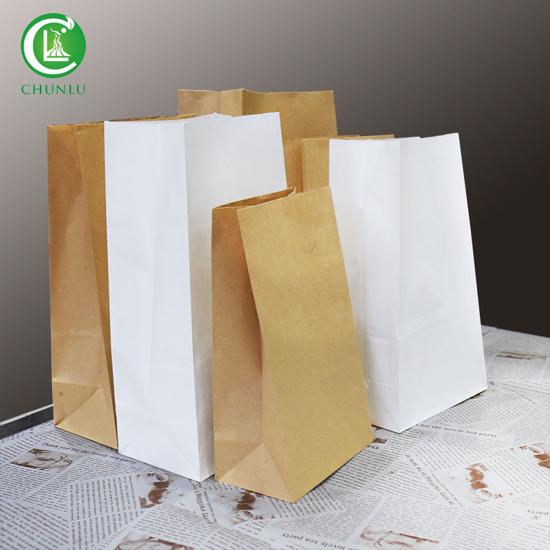 食品淋膜防油纸袋方底手捧面包袋炸鸡打包纸袋麦劳款服饰牛皮纸袋