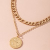 Brand long necklace, coins for beloved hip-hop style, pendant, simple and elegant design, European style