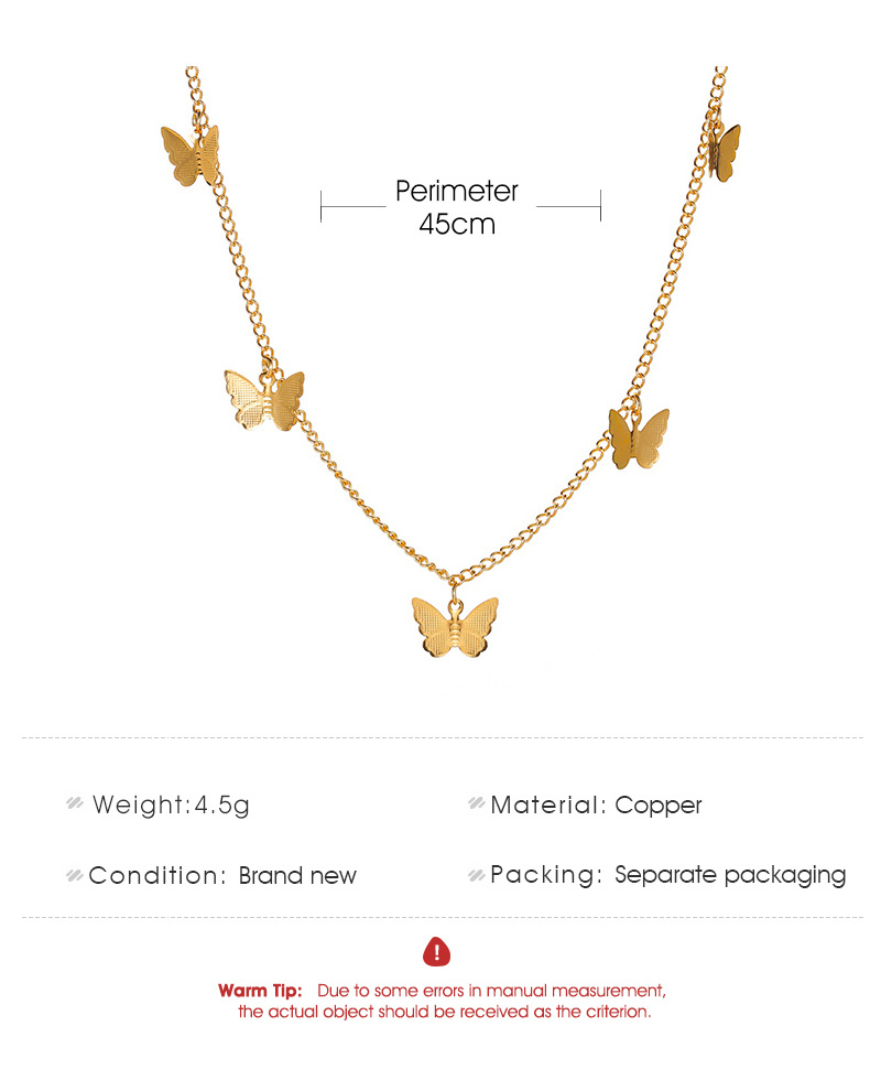 Hot Sale Jewelry Fashion Temperament Short Five Butterfly Necklace Simple Sweet Single-layer Ladies Clavicle Chain display picture 1