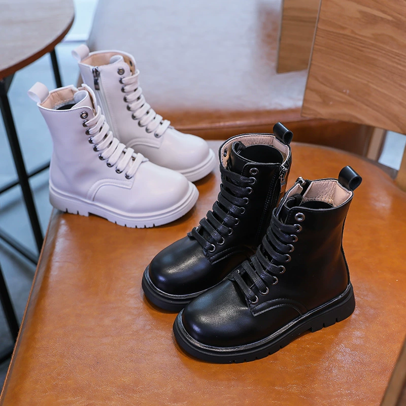 Детские Ботинки Martin из мягкой кожи британские ботинки для мальчиков и девочек 2021 Новые осенне-зимние одинарные хлопчатобумажные ботинки до середины икры