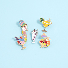 Wischebay New Korean Summer Fruit Ice Cream Cup, Cute Cartoon Flower Badge for Cone