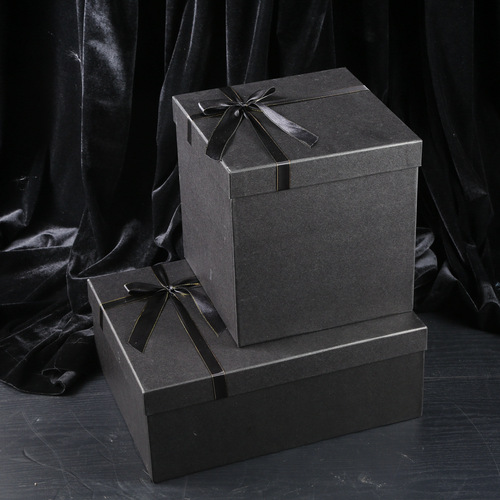 Simple black large birthday gift box empty packaging shoe box internet celebrity long gift box square
